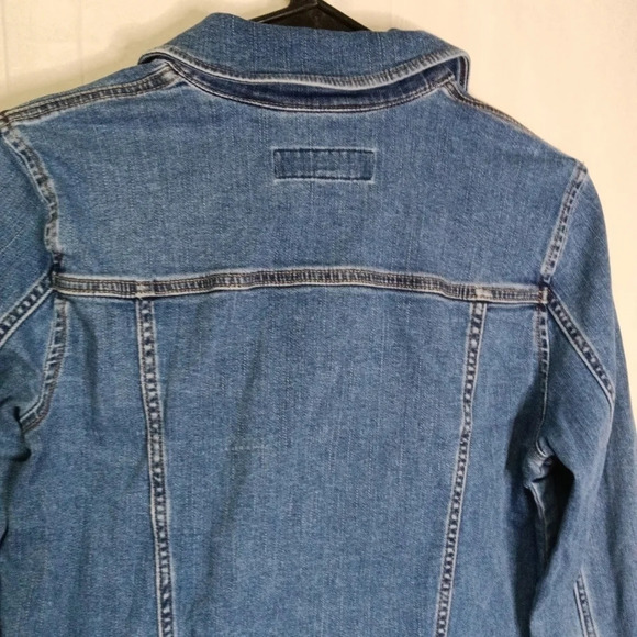 Calvin Klein Women's Denim Trucker Jacket Blue Distressed M - Picture 11 of 13